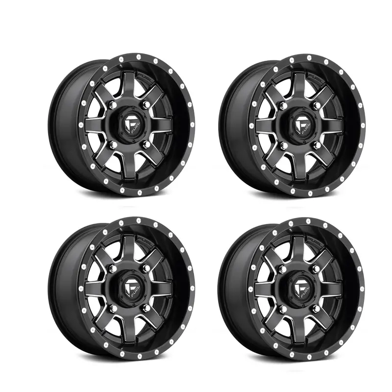 (4) 14X7 Fuel Utv D538 Maverick Matte Black Milled Wheels 4X156 +38 Offset 5.50" 1