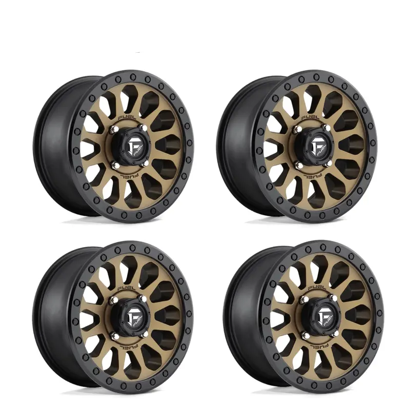 (4) 14X7 Fuel Utv D600 Vector Wheels Bronze Black Bead Ring 4X137 +38 Offset 1