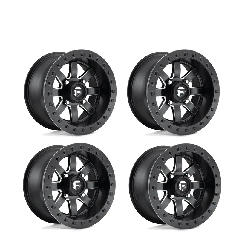 (4) 15X10 Fuel Utv D928 Maverick Beadlock Wheels Black Milled Spokes 4X156 1