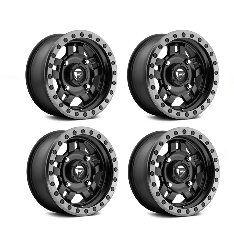 (4) 15X7 Fuel Utv D557 Anza Matte Black/Gunmetal Ring Wheels 4X137 +13 Off 4.51" Backspacing 1