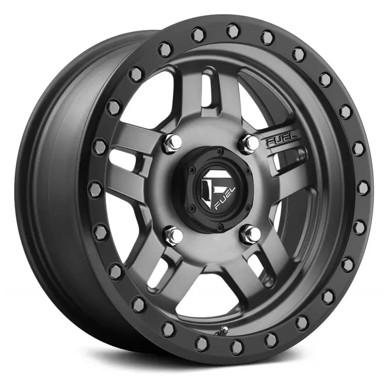 (4) 15X7 Fuel Utv D558 Anza Gunmetal/Black Ring Wheels 4X156 +13 Offset 4.51" Backspacing 2