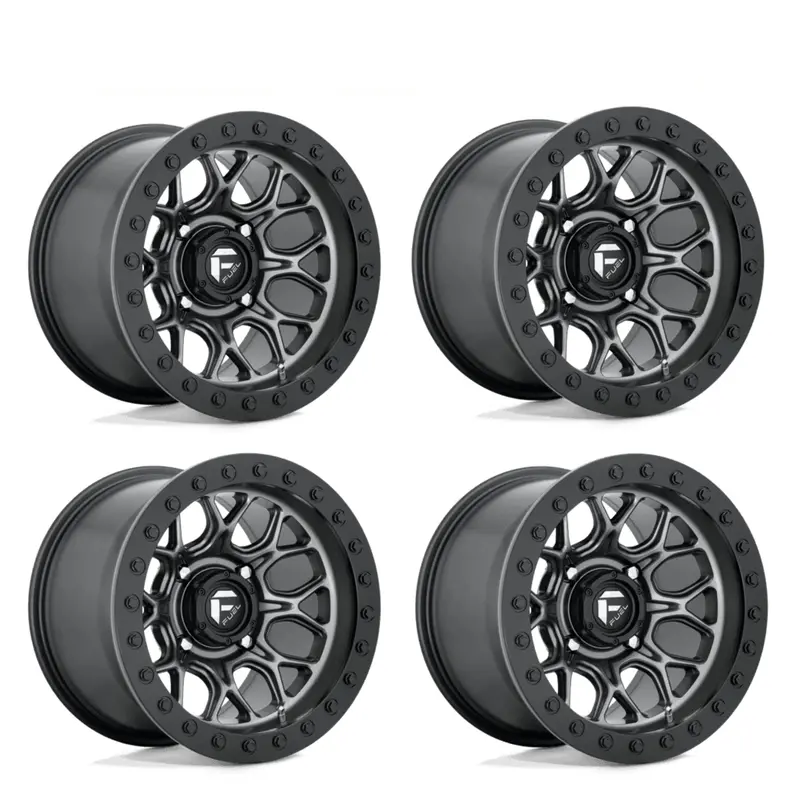 (4) 15X7 Fuel Utv D919 Tech Beadlock Wheels Gunmetal Black Ring 4X156 38 Offset 1