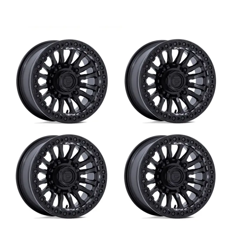 (4) 15X7 Fuel Utv Fv125 Rincon Beadlock Wheels Blackout 4X137 +10 Offset 1