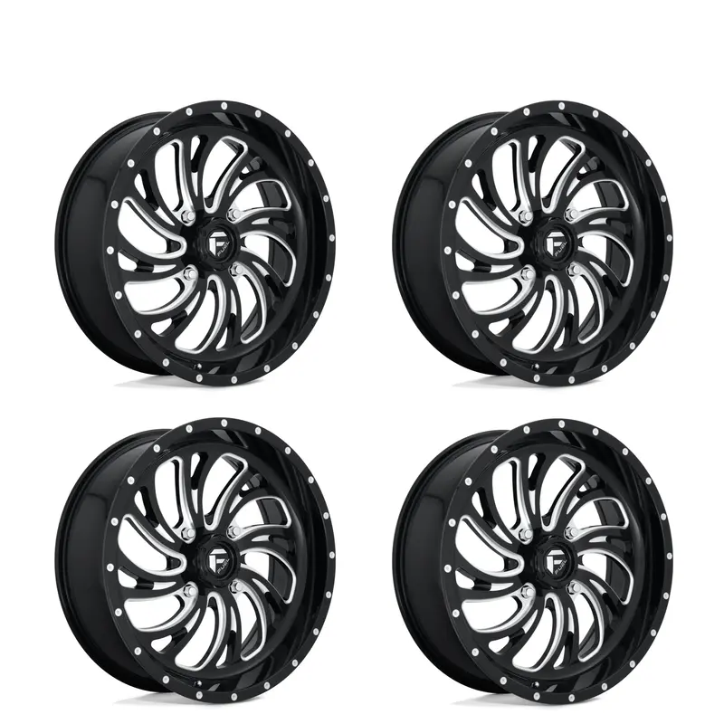 (4) 22X7 Fuel Utv D641 Kompressor Wheels Gloss Black Milled 4X156 13 Offset 4.51 Inch Backspacing 1