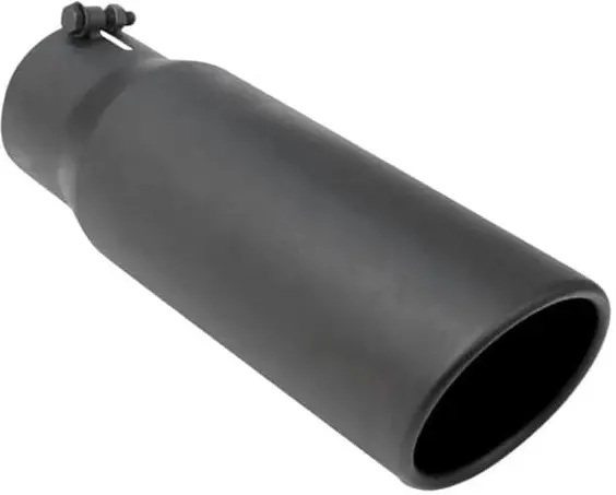 6" Black Powder Coated Rolled Slant Exhaust Tip 1