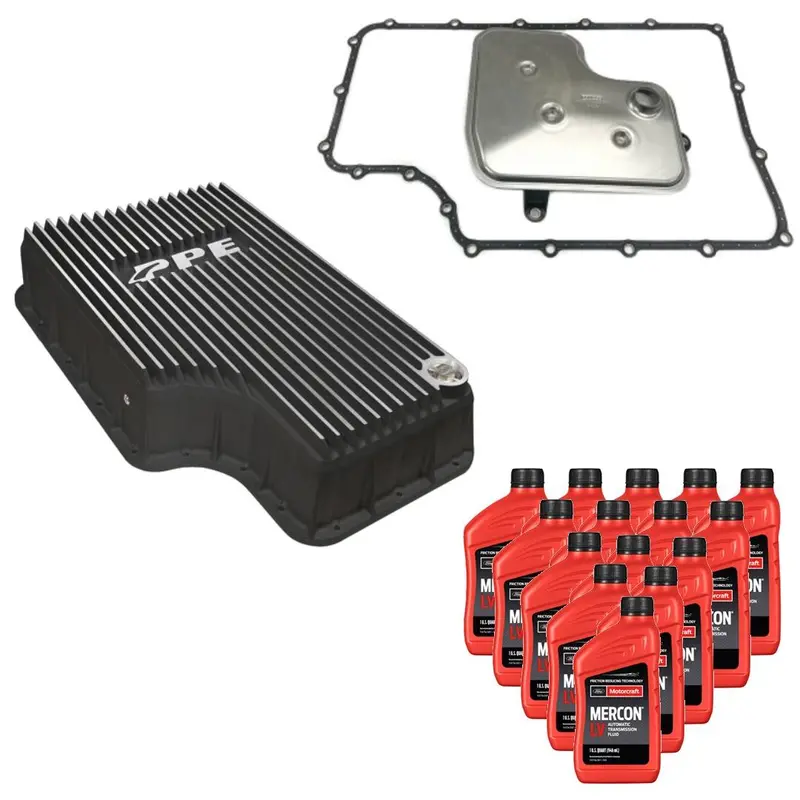 6R140 Transmission Service Kit & Ppe Brushed Deep Pan For 11-19 Ford F-250/F-350 1