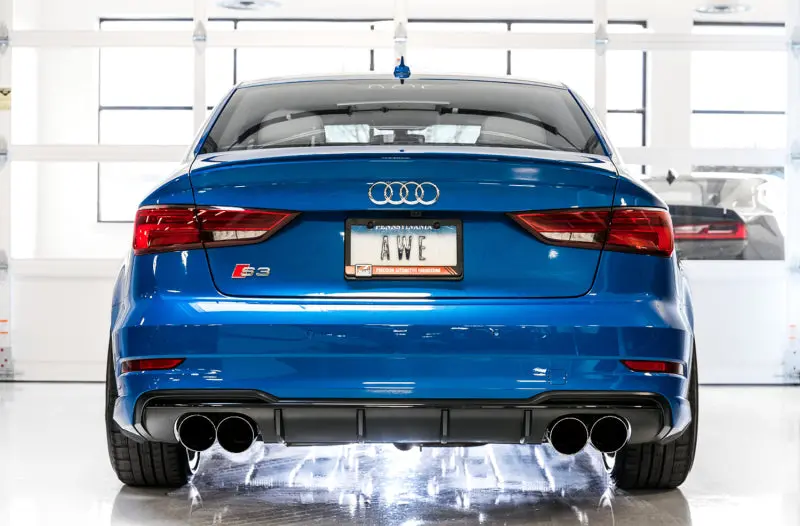 Awe Switchpath Cat-Back Exhaust W/ 4" Black Tips For 15-20 Audi S3 2.0T 2