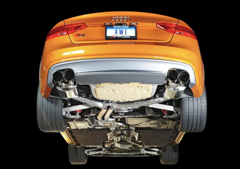 Awe Touring Cat-Back Exhaust W/ 4” Black Tips For 13-17 Audi S5 3.0T 2