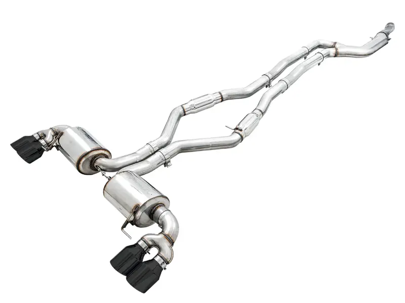 Awe Touring Resonated Cat-Back Exhaust W/ 4" Blk Tips For 20-25 Bmw M340i/M440i 1