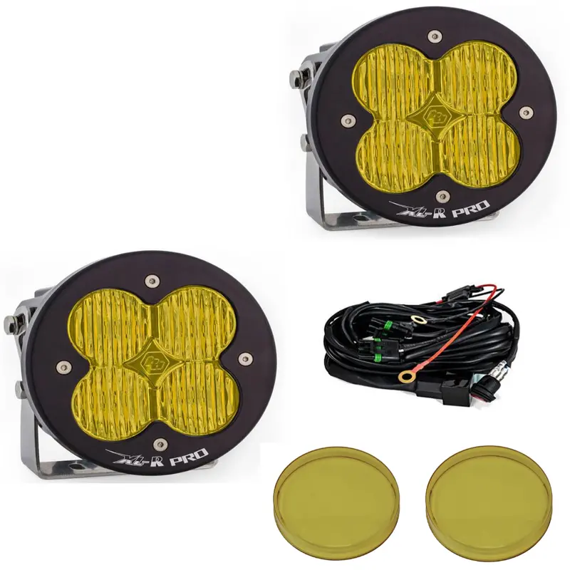 Baja Design Xl-R Pro Wide Cornering Amber Light Pod Kit W/ Wiring & Amber Guards 1