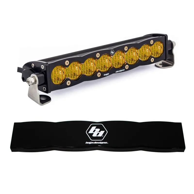 Baja Designs 10" Amber Wide Cornering S8 Straight Led Light Bar W/ Rock Guard 1