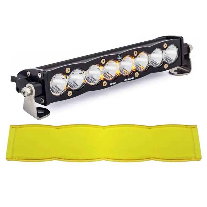 Baja Designs 10" Clear Spot S8 Straight Led Light Bar W/ Amber Rock Guard 1