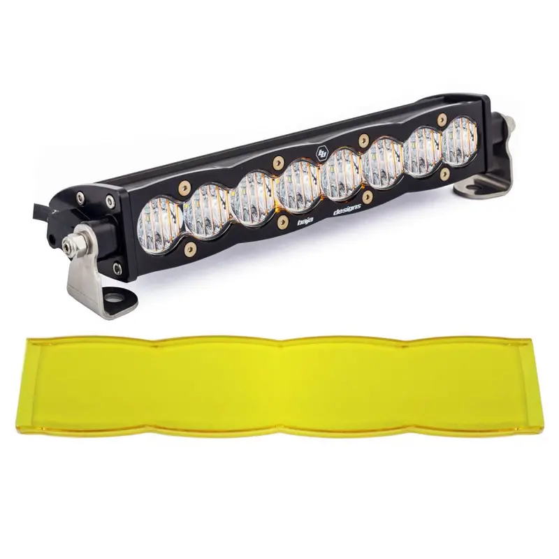 Baja Designs 10" Clear Wide Cornering S8 Straight Led Light Bar W/Amb Rock Guard 1