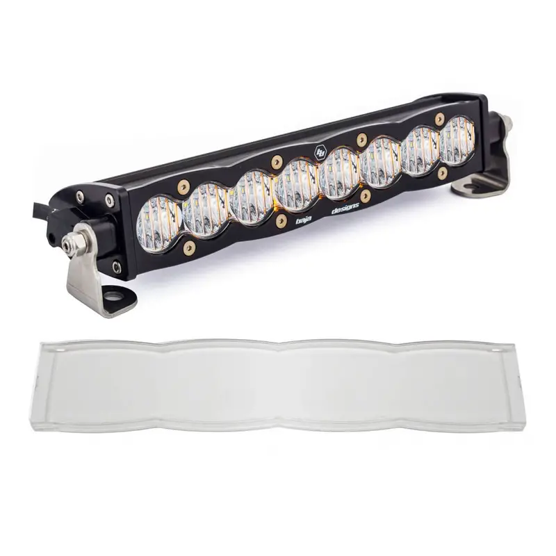 Baja Designs 10" Clear Wide Cornering S8 Straight Led Light Bar W/Clr Rock Guard 1