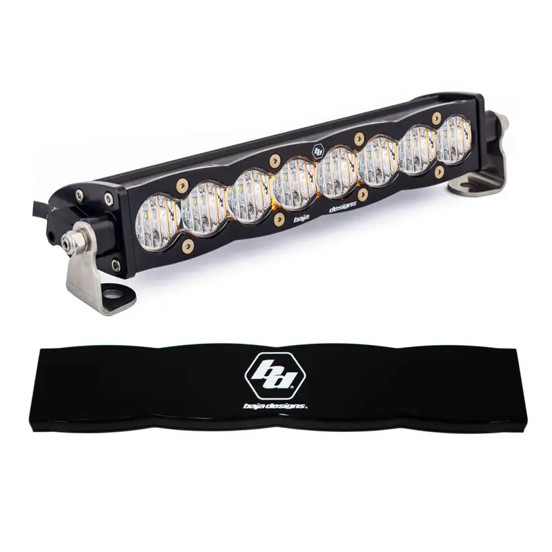 Baja Designs 10" Clear Wide Cornering S8 Straight Led Light Bar W/ Rock Guard 1