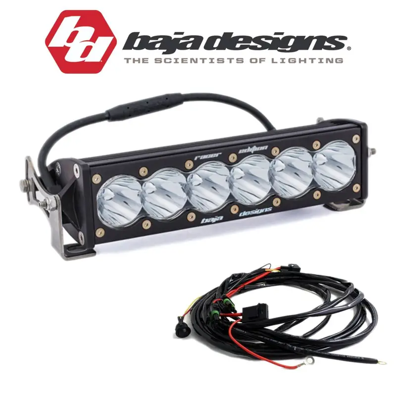 Baja Designs 10" Onx6+ Clear Racer Spot Light Bar With Toggle Wiring Harness 1