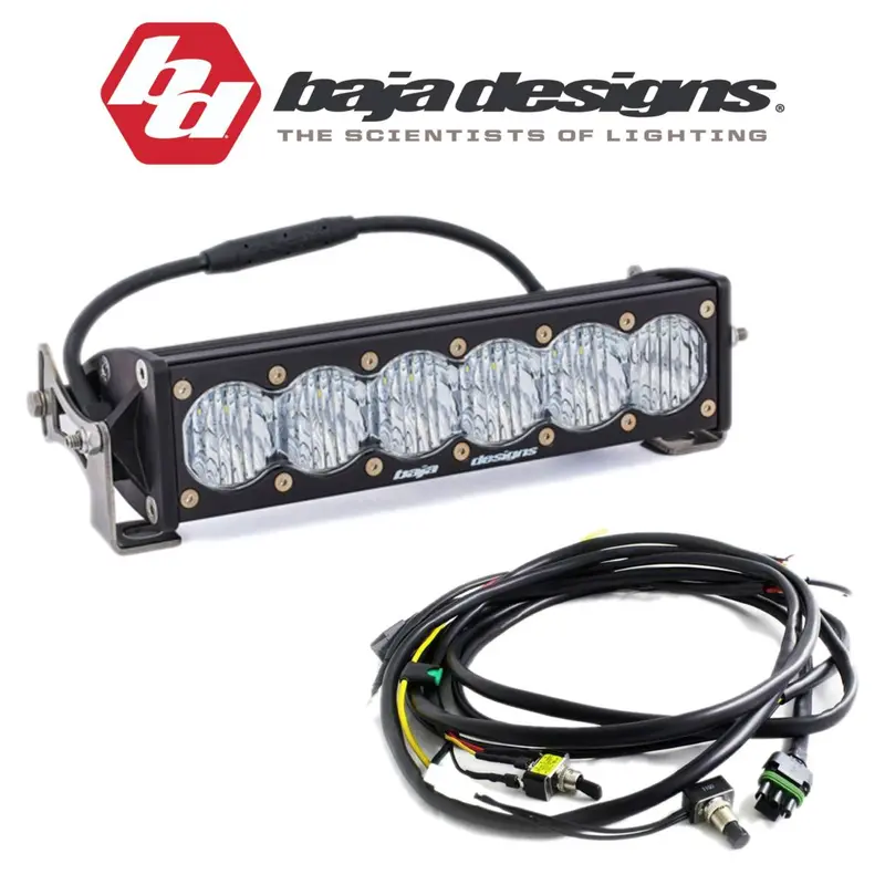 Baja Designs 10" Onx6+ Clear Wide Cornering Light Bar W/ High/Low Wiring Harness 1