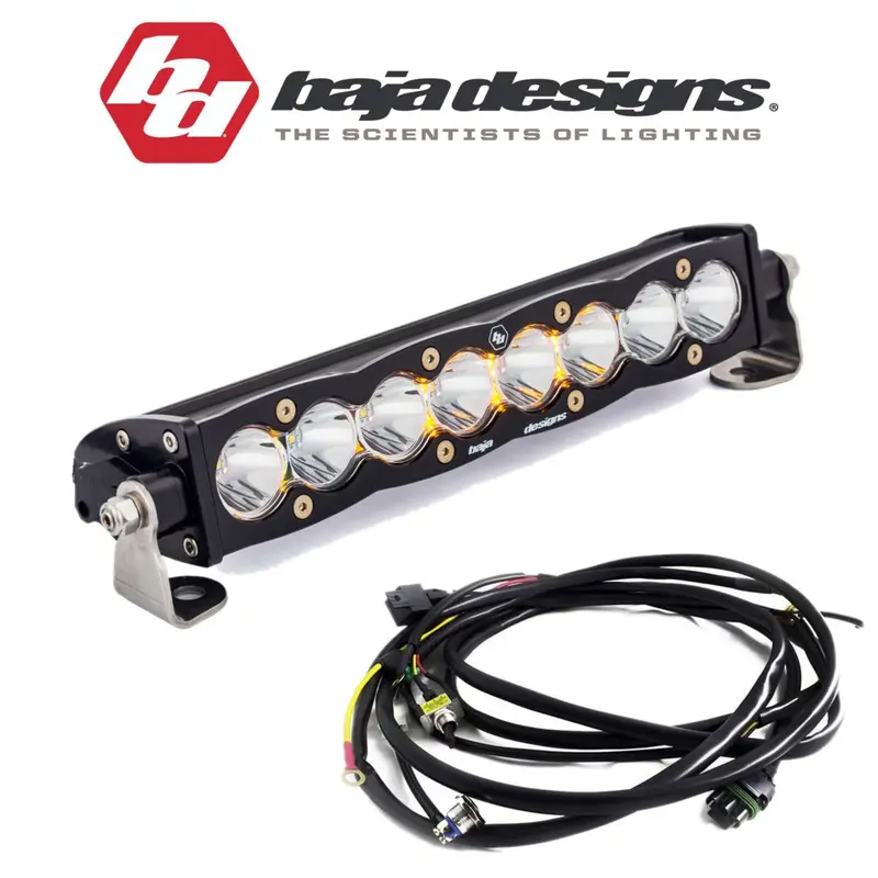 Baja Designs 10" S8 Clear Spot Beam Light Bar W/ Toggle Harness & Backlight 1