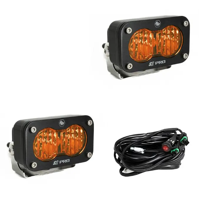 Baja Designs 2" S2 Pro Factory Amber Wide Cornering Beam Led Lights Pair 1