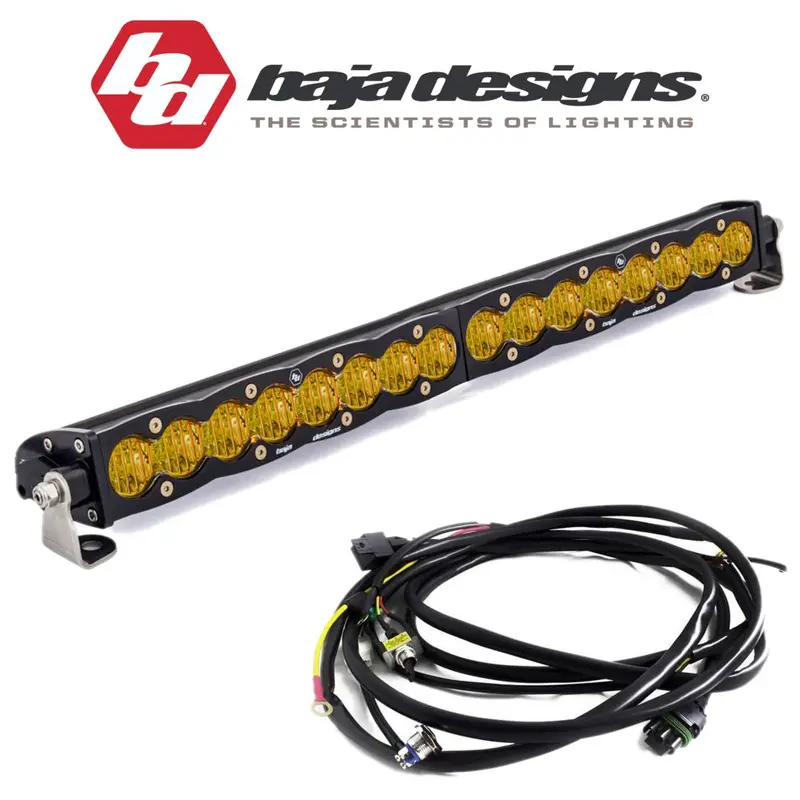 Baja Designs 20" S8 Amber Wide Cornering Light Bar W/ Toggle Harness & Backlight 1