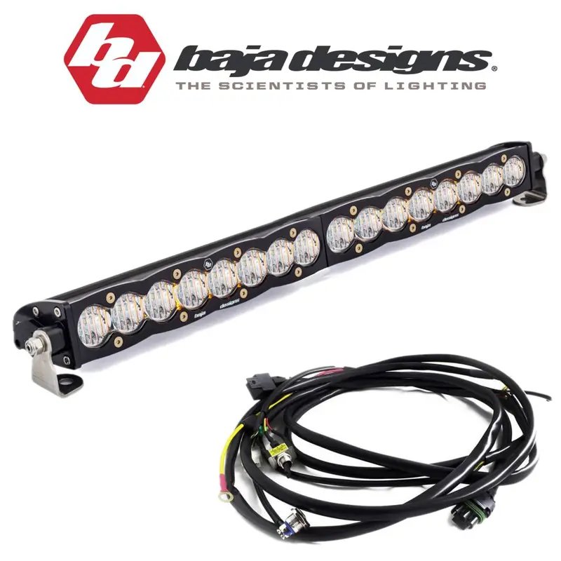 Baja Designs 20" S8 Clear Wide Cornering Light Bar W/ Toggle Harness & Backlight 1