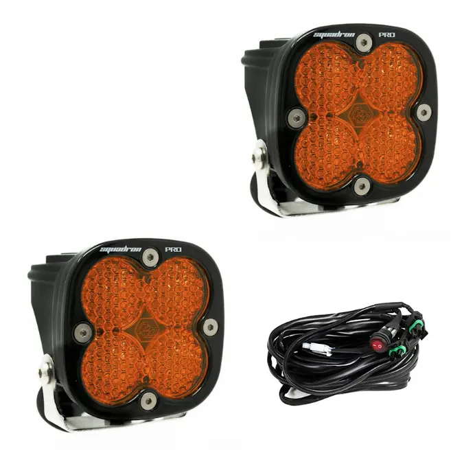 Baja Designs 3" Squadron Pro Factory Amber Work/Scene Beam Led Lights Pair 1
