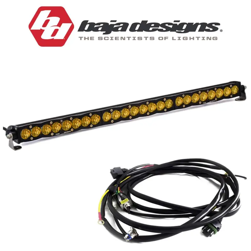 Baja Designs 30" S8 Amber Wide Cornering Light Bar W/ Toggle Harness & Backlight 1
