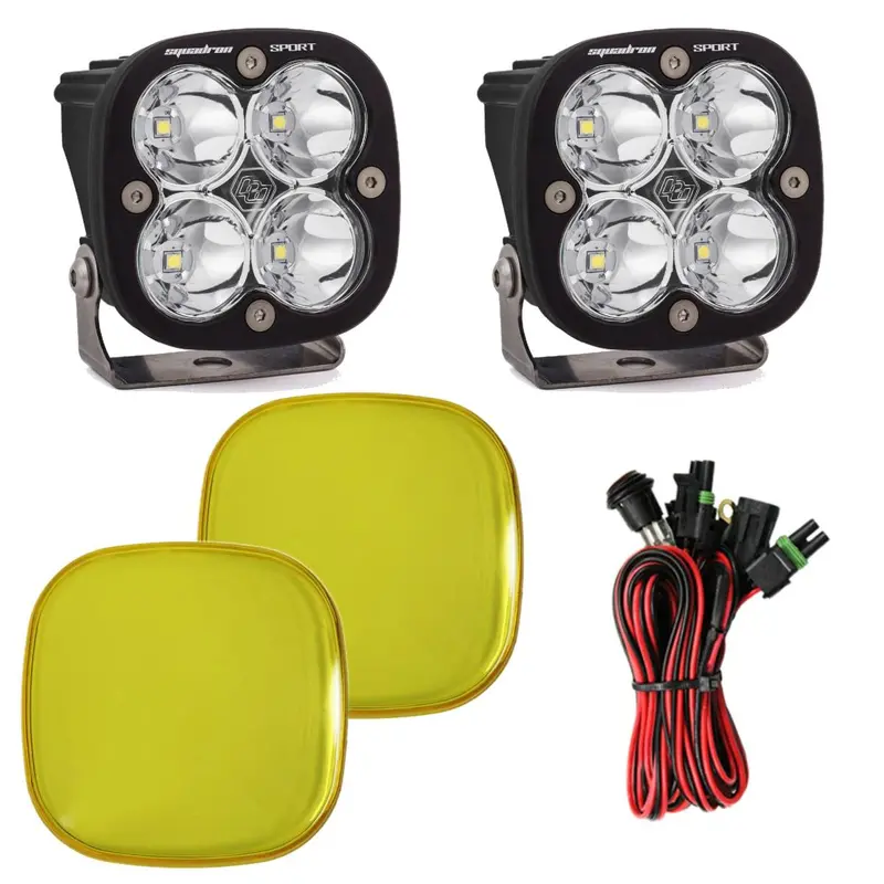Baja Designs 5000K Squadron Sport Clear Spot Beam Lights W/ Amber Rock Guards 1