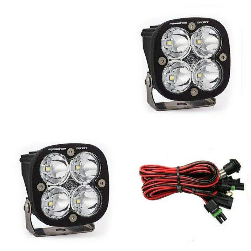Baja Designs 5000K Squadron Sport Clear Spot Beam Lights W/ Amber Rock Guards 2