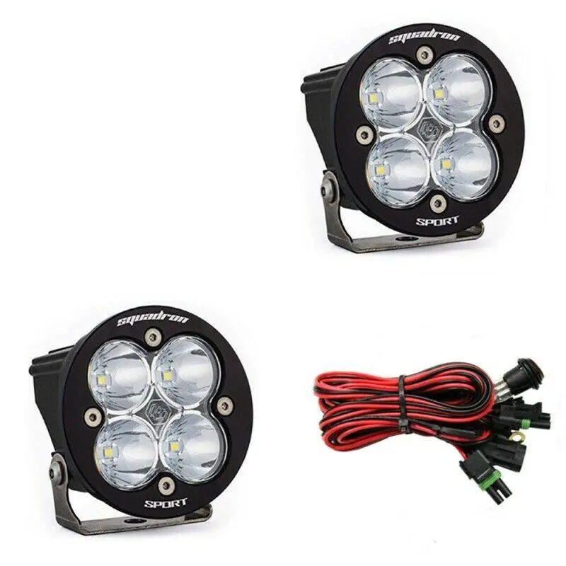 Baja Designs 587801 Black Squadron R Sport Spot Beam Led Lights Pair 1