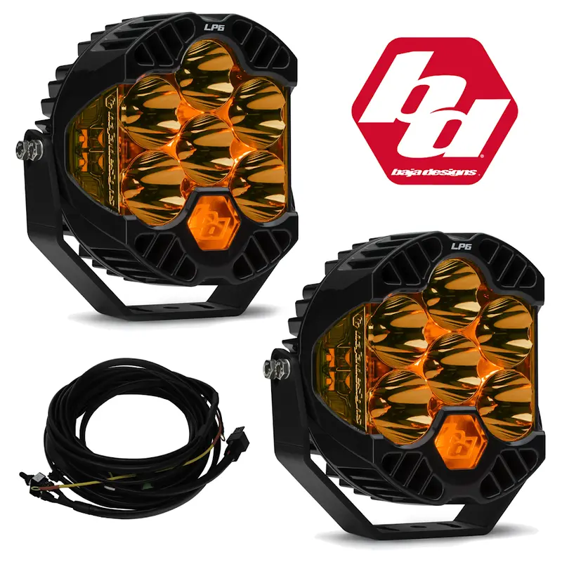 Baja Designs 6 Inch Lp6 Pro Led Factory Amber Spot Lights Kit W/ Harness Universal 1
