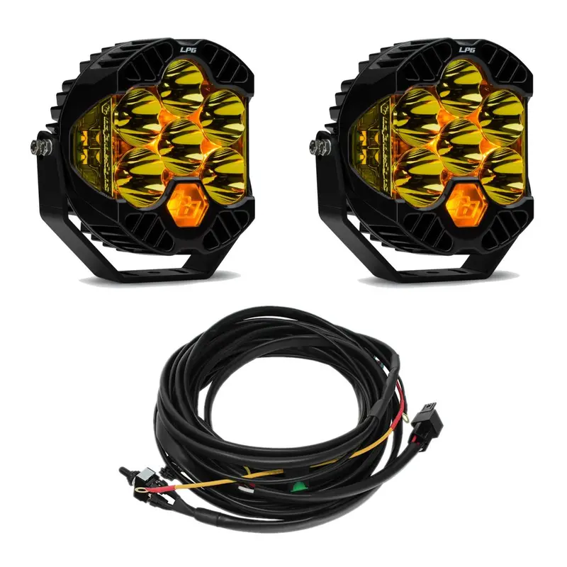 Baja Designs Amber Lp6 Pro Pair 5,000K Led Spot Pattern Lights/Toggle Harness 1