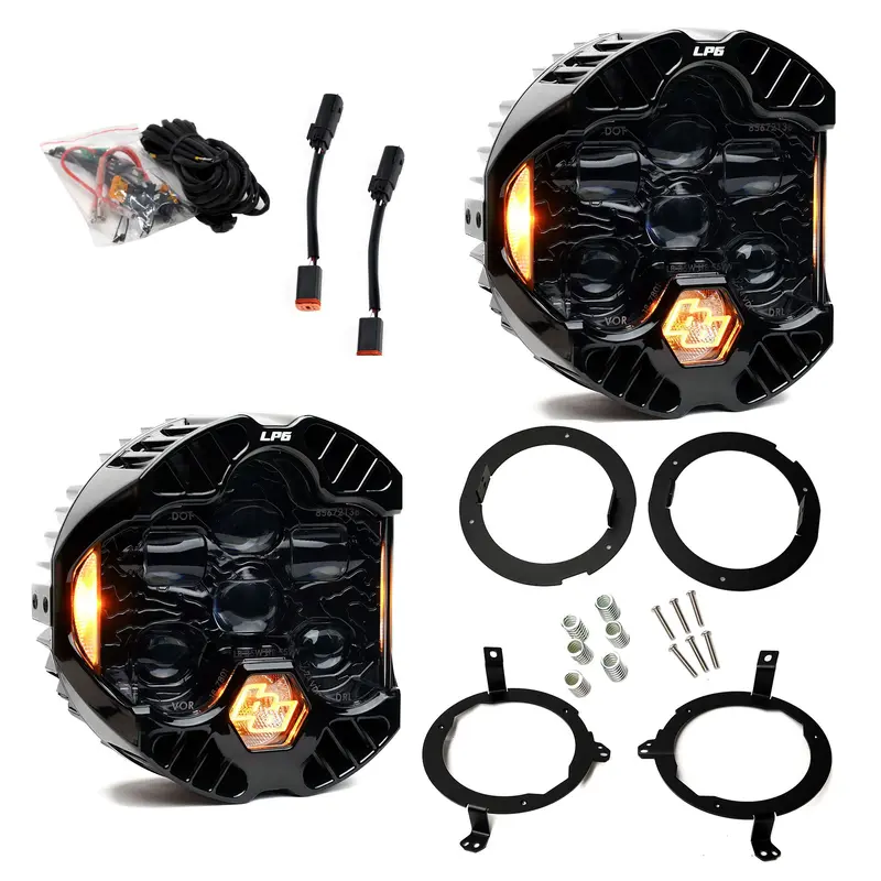 Baja Designs Dot Lp6 Headlights Kit Amber Drl For 18–25 Jeep Wrangler Jl/ Gladiator Jt With Factory Halogen Headlights 1