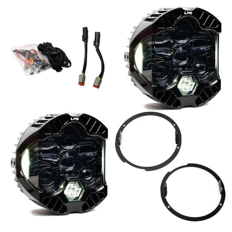 Baja Designs Dot Lp6 Led Headlights Kit White Drl For 2007-2018 Jeep Wrangler Jk With Factory Halogen Headlights 1