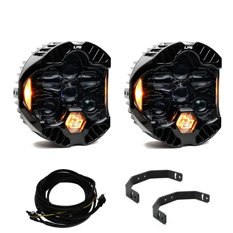 Baja Designs Dot Lp6 Universal Amber Headlight Kit W/ Wiring Harness & Brackets 1