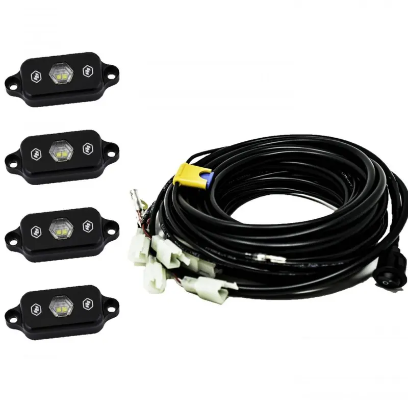 Baja Designs Led White Rock Light Kit With Harness & 12 Volt Switch 400 Lumens 1