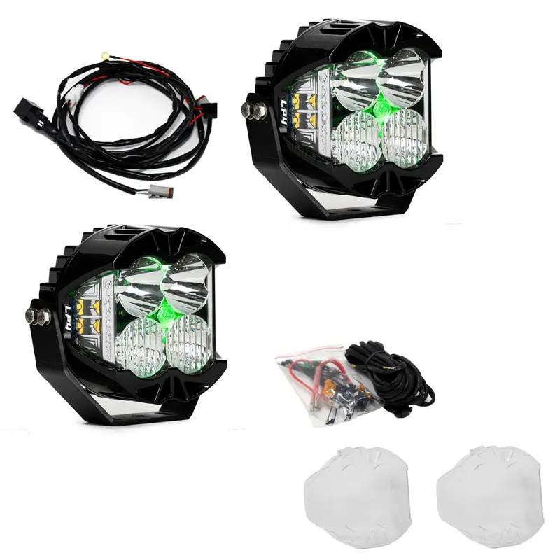 Baja Designs Lp4 Pro Driving/Combo Pod Kit W/ Green Backlight-Wiring-Rock Guards 1