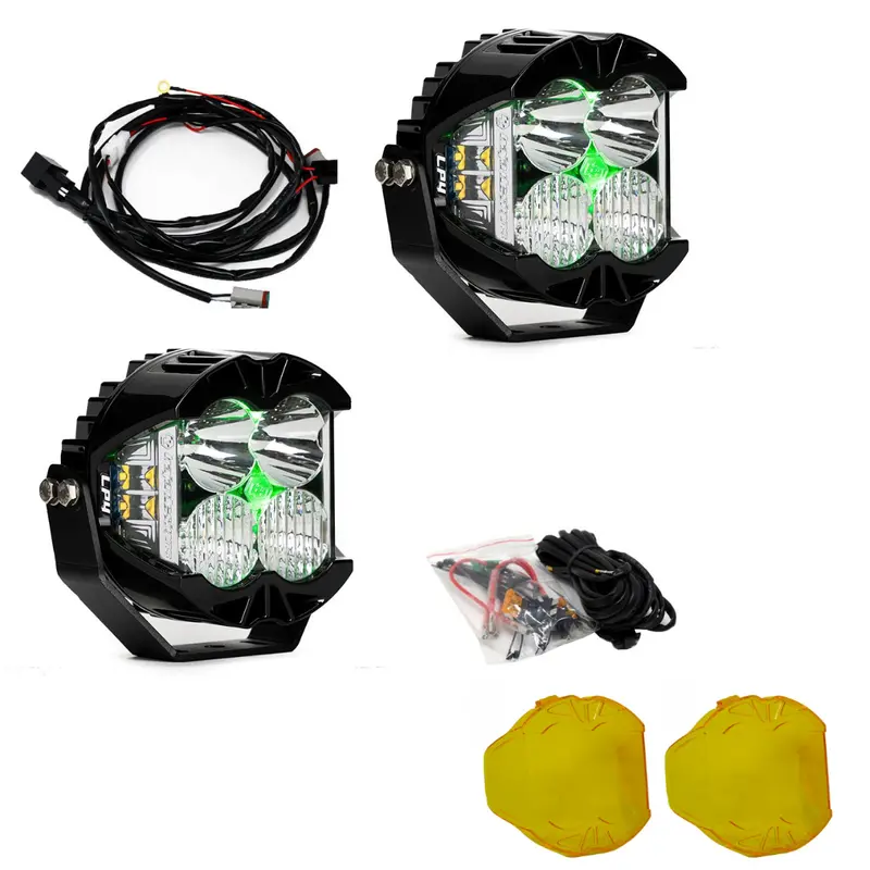 Baja Designs Lp4 Pro Driving/Combo Pod Kit W/ Green Backlight-Wiring-Rock Guards 1