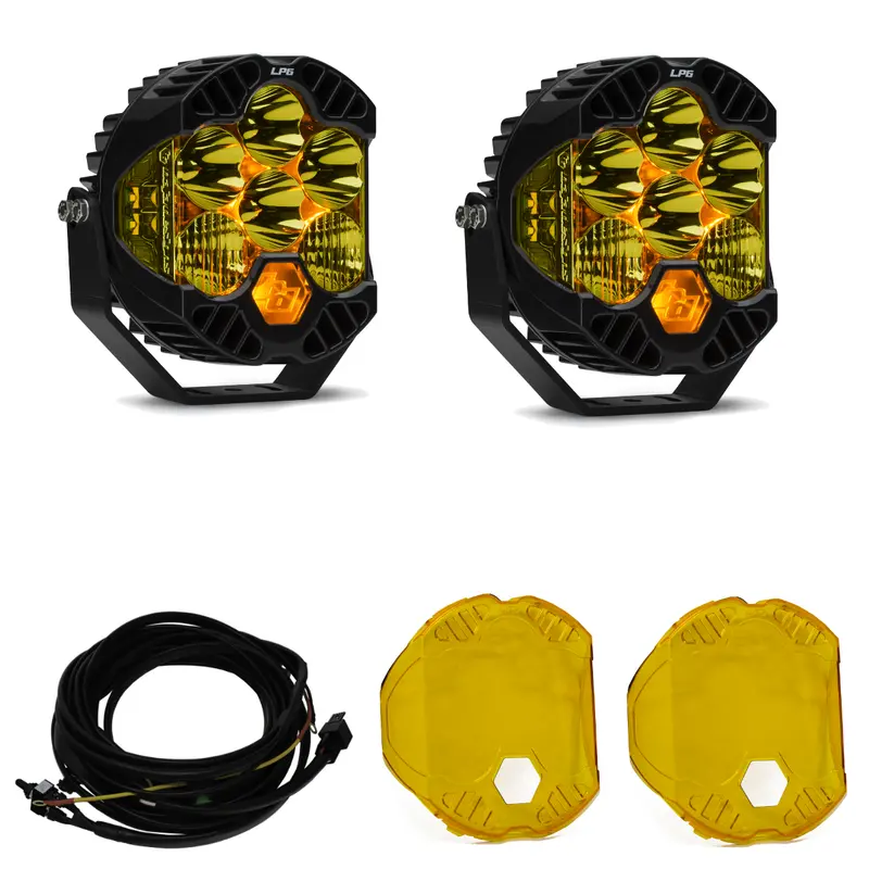 Baja Designs Lp6 Pro Driving/Combo Amber Light Pod Kit W/ Wiring & Amber Guards 1