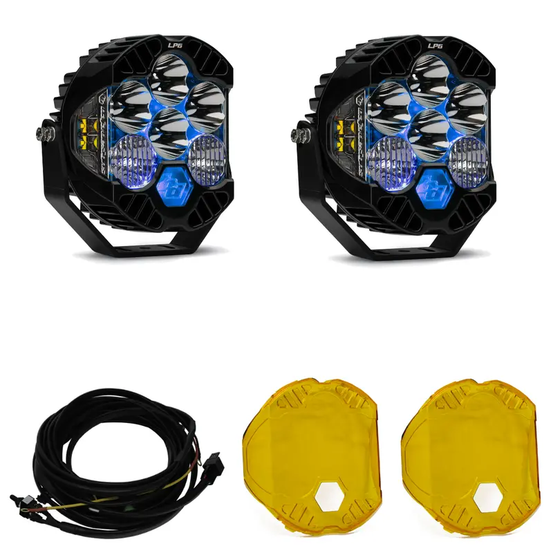 Baja Designs Lp6 Pro Driving/Combo Light Kit W/Blue Backlight-Wiring-Rock Guards 1