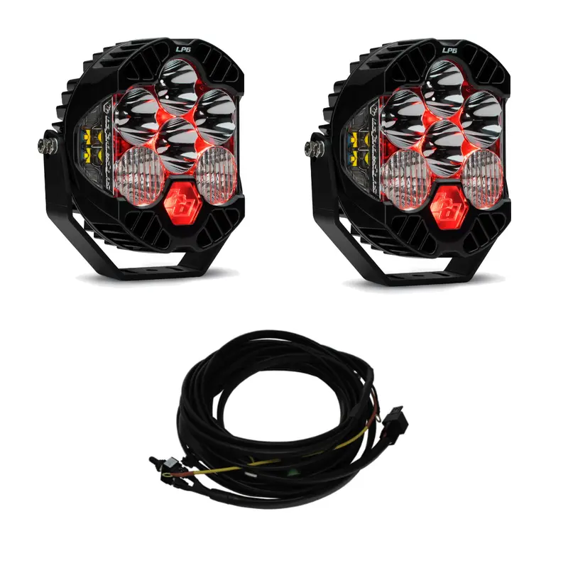 Baja Designs Lp6 Pro Driving/Combo Light Kit W/ Red Backlight-Rock Guards-Wiring 1