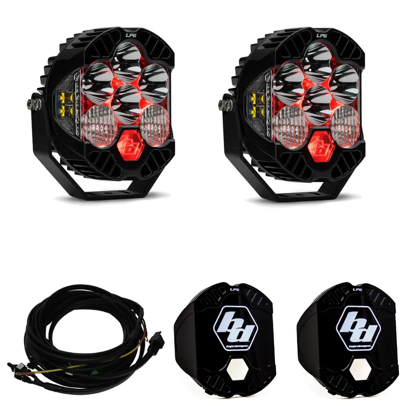 Baja Designs Lp6 Pro Driving/Combo Light Kit W/ Red Backlight-Rock Guards-Wiring 1