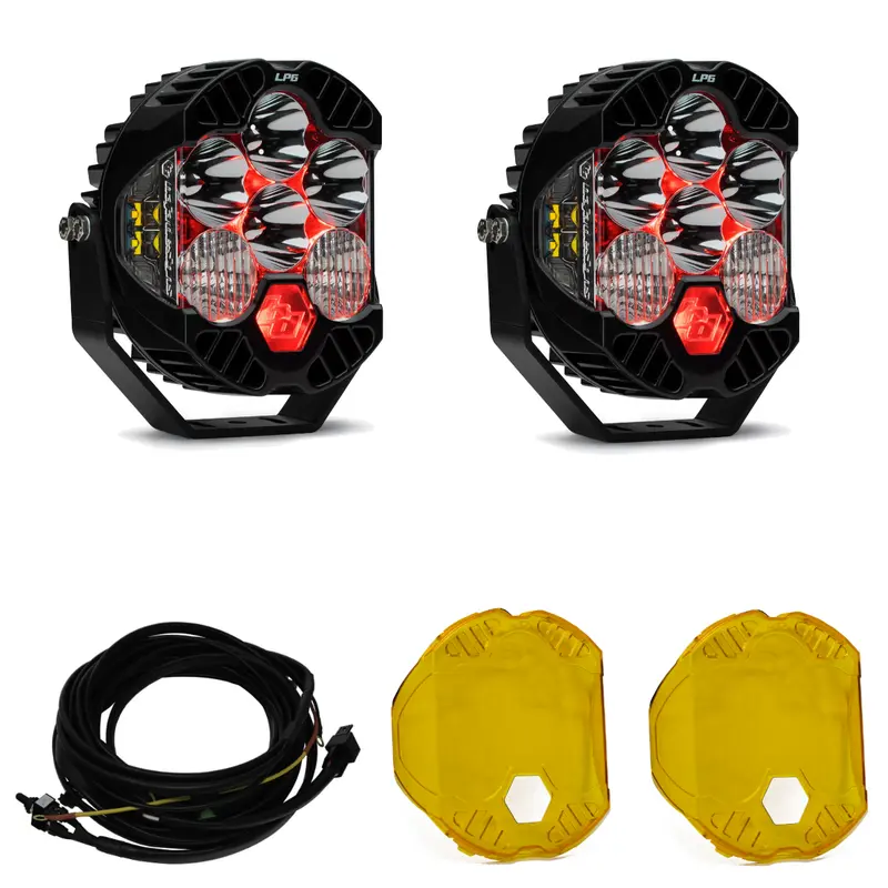Baja Designs Lp6 Pro Driving/Combo Light Kit W/ Red Backlight-Wiring-Rock Guards 1
