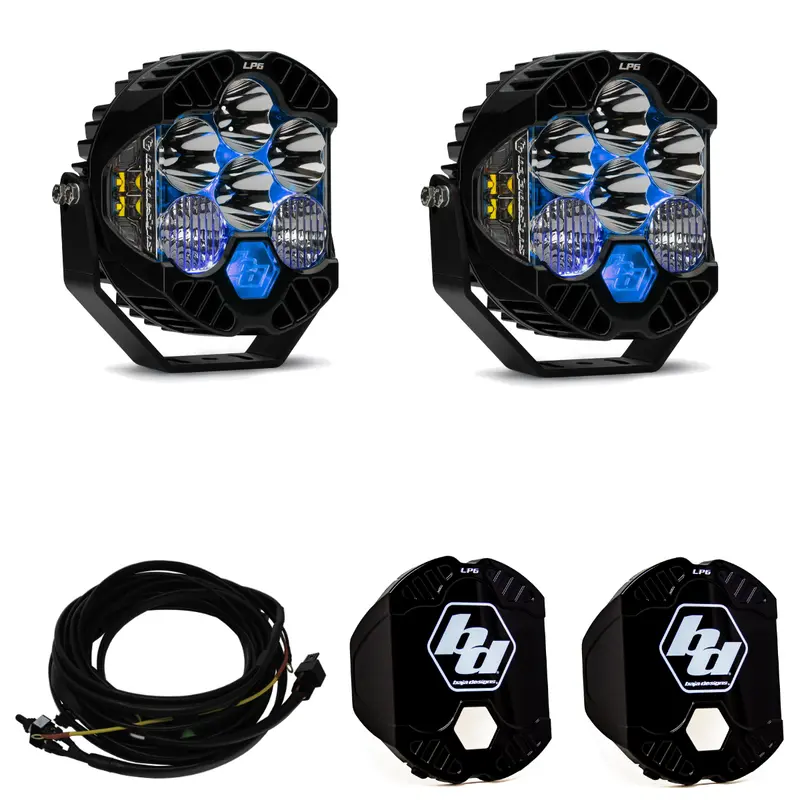 Baja Designs Lp6 Pro Driving/Combo Lights W/ Blue Backlight-Wiring-Rock Guards 1