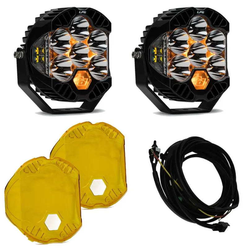 Baja Designs Lp6 Pro Led Clear Spot Beam Lights/Toggle Harness/Amber Rock Guards 1