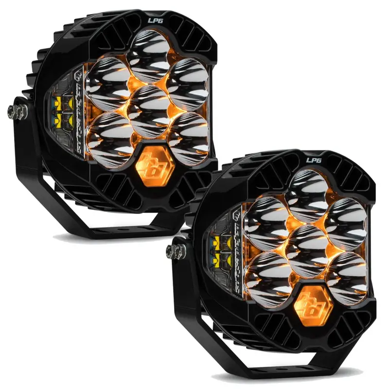 Baja Designs Lp6 Pro Led Clear Spot Beam Lights/Toggle Harness/Amber Rock Guards 2