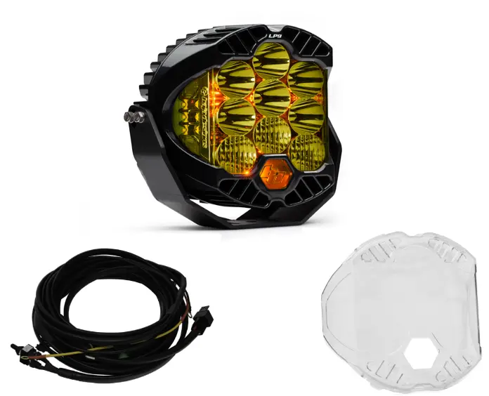 Baja Designs Lp9 Pro Driving/Combo Amber Light Kit W/ Wiring & Clear Rock Guard 1