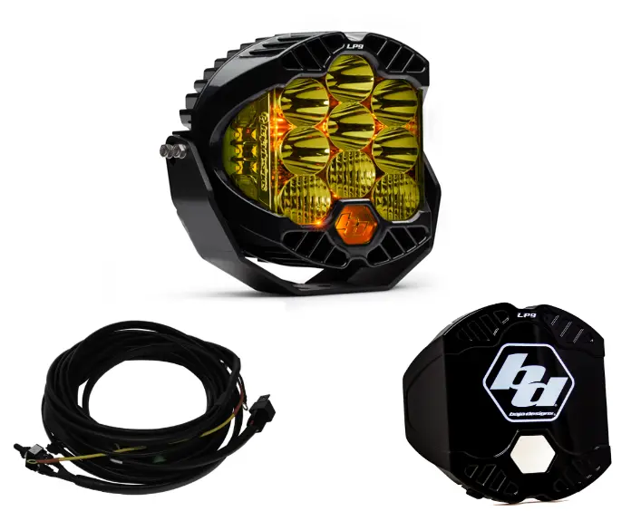 Baja Designs Lp9 Pro Driving/Combo Amber Light Pod Kit W/ Wiring Harness & Guard 1