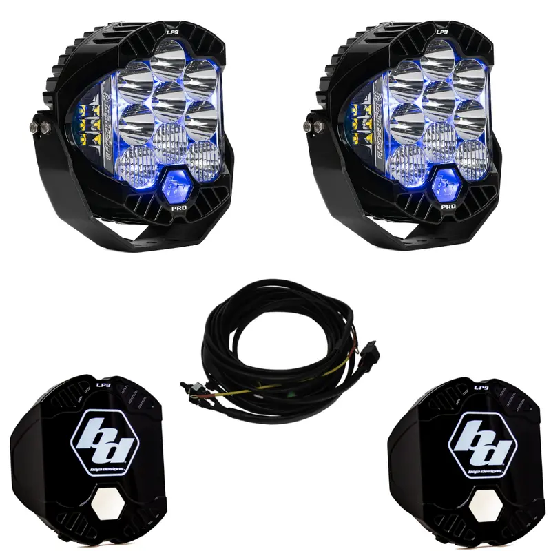 Baja Designs Lp9 Pro Driving/Combo Led Light Kit W/ Blue Backlight-Wiring-Guards 1