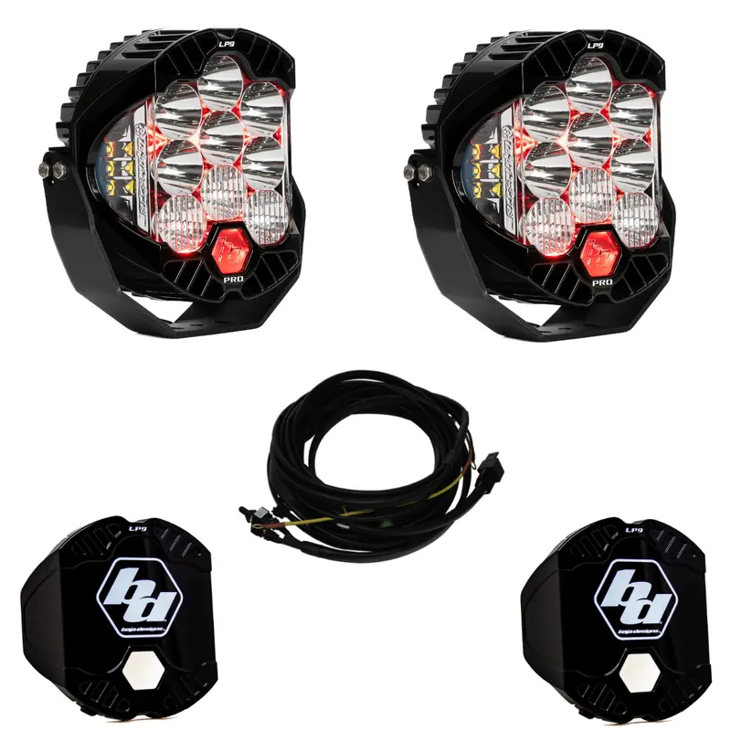 Baja Designs Lp9 Pro Driving/Combo Led Light Kit W/ Red Backlight-Wiring-Guards 1